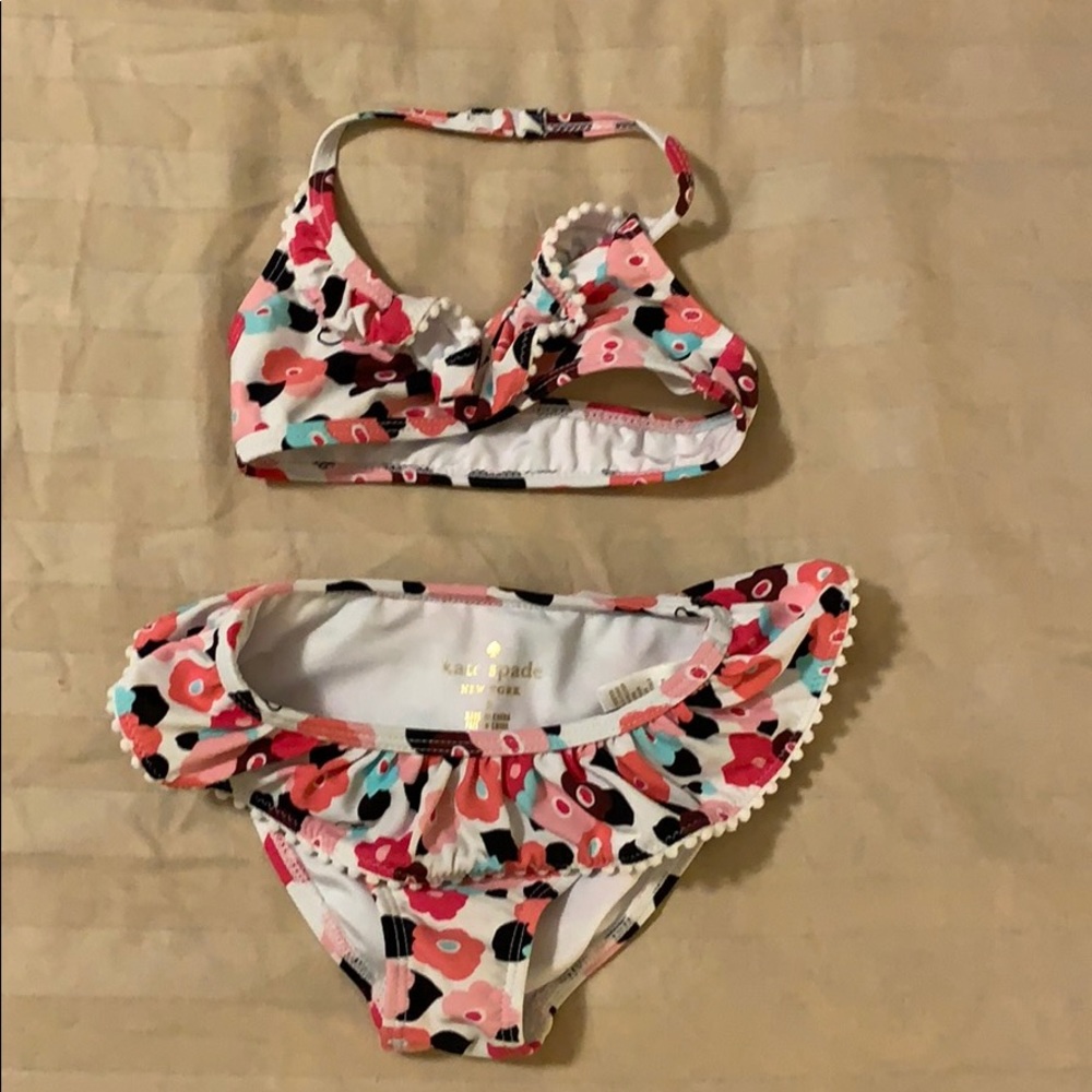 EUC. Kate Spade Floral Pom Pom Bathing Suit Size 2